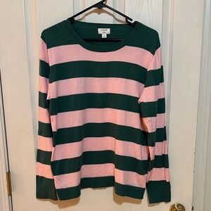 J. Crew Striped Sweater in Pink and Green